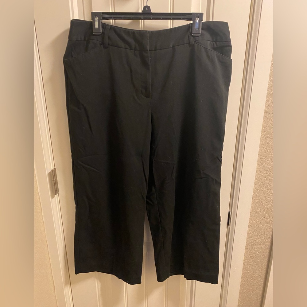 Style Co Capri Pants 14 Stretch Slacks Flap Pockets Black